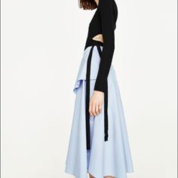 Zara Blue High Waist Midi Skirt Size XS - Picture 3 of 10